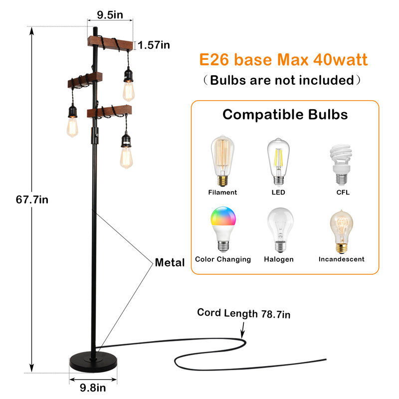 Lampe sur pied à branches 67,7 po Bibiana
