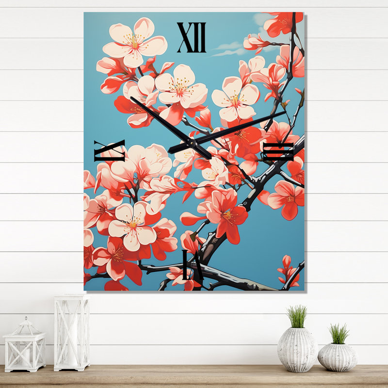 Horloge murale rose, H 28 po x l 12 po x P 1 po