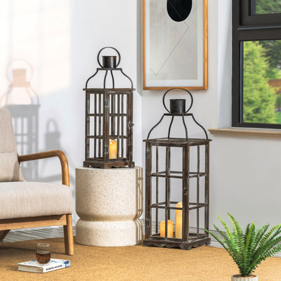 Wood and Metal Tabletop Lantern