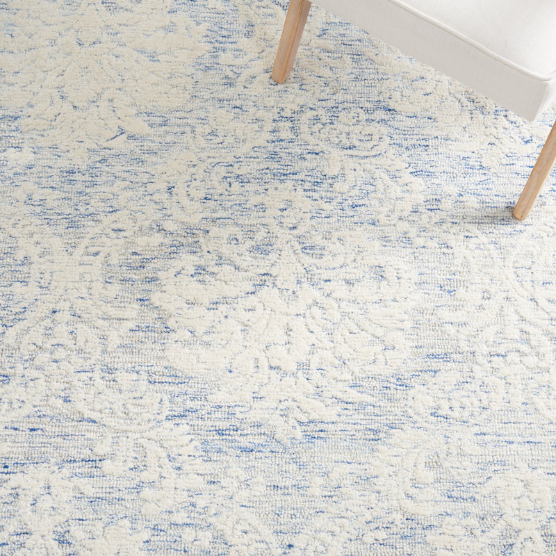 Dualta Hand Tufted Wool And Cotton With Latex Damask Rug, Rectangle 8' x 10'