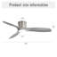 Ventilateur de plafond intelligent de 52 pouces avec lumière, ventilateur de plafond encastré avec télécommande, 3 pales en ABS gris, lumière à intensité variable de 18 W