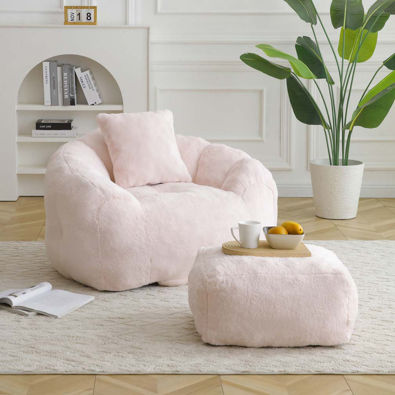Fauteuil à billes avec repose-pieds 36 po, Rose