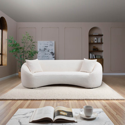 93.31" Modern Curved Sofa Couch with 2 Throw Pillows