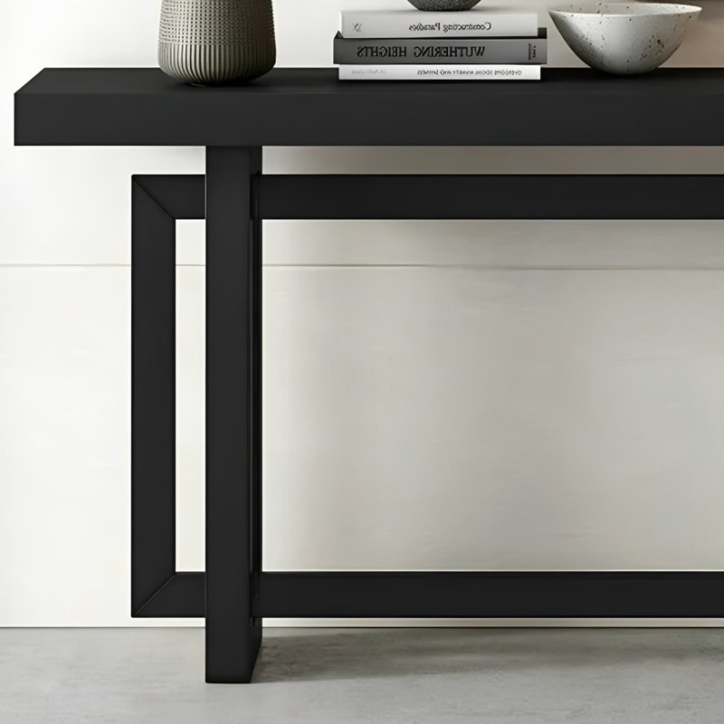 Console simple de style industriel noir, H 31,5 po x l 63 po x P 15,7 po