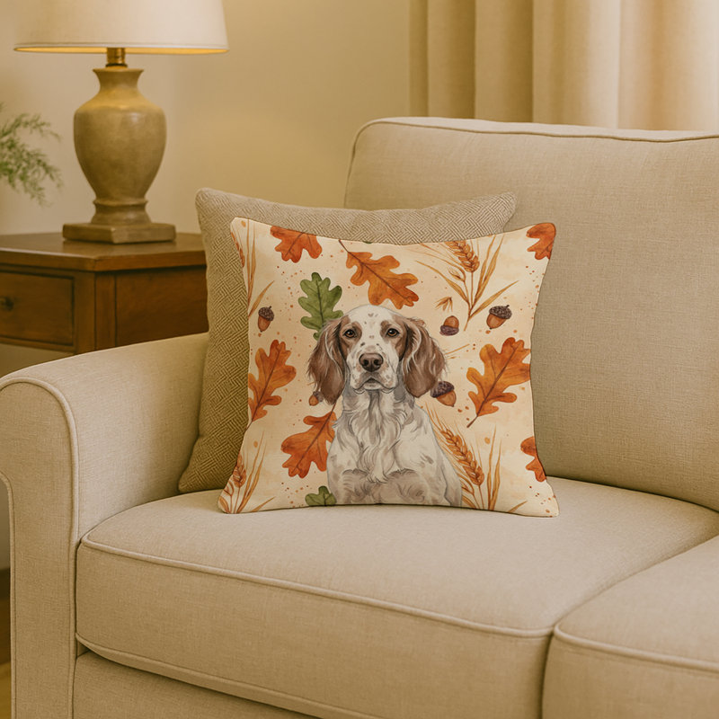 Coussin Butterfly Setter Heirloom, Carré 18 po, Foie Belton English Setter