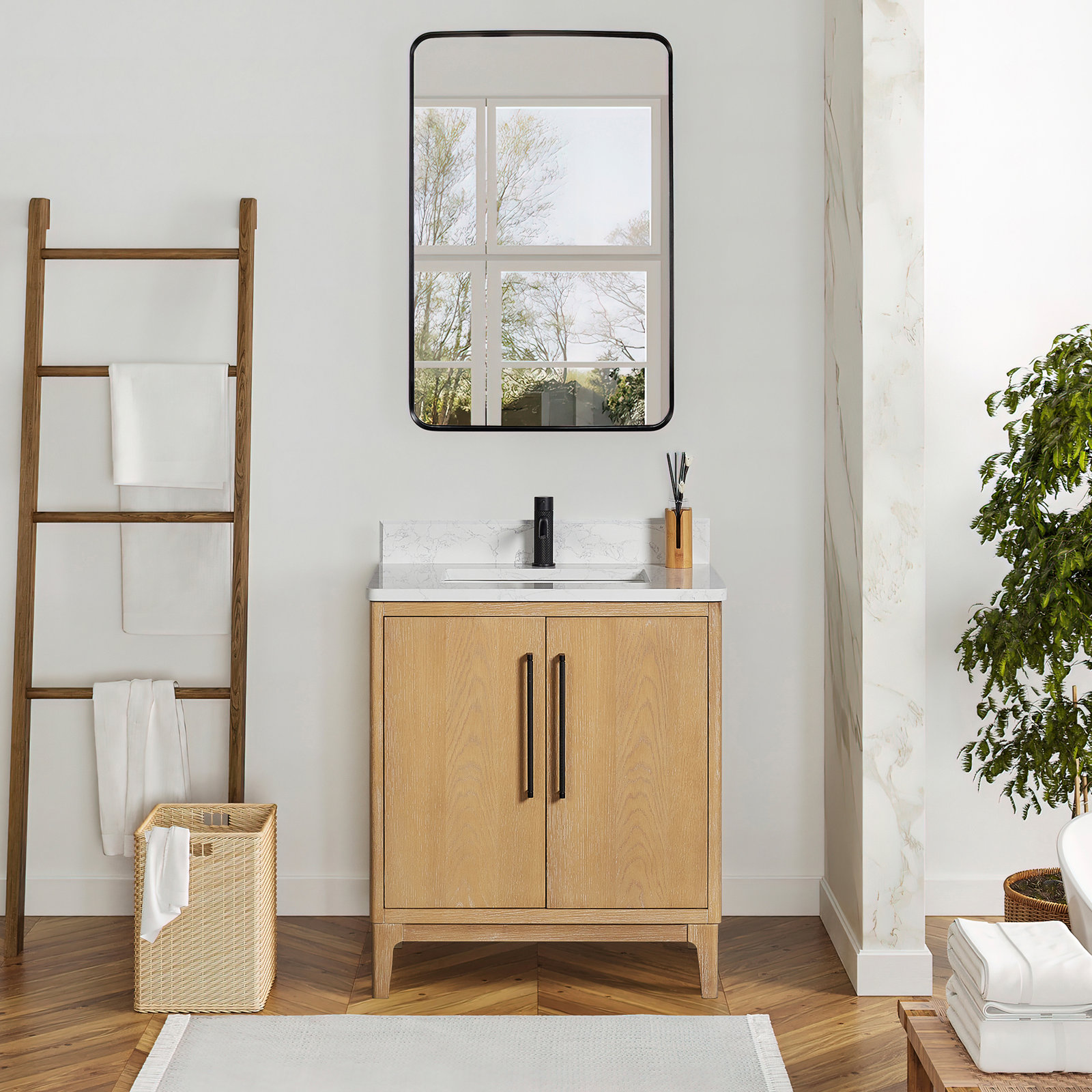 Langosta 30" Free Standing Single Bathroom Vanity, Washed Ash Gray
