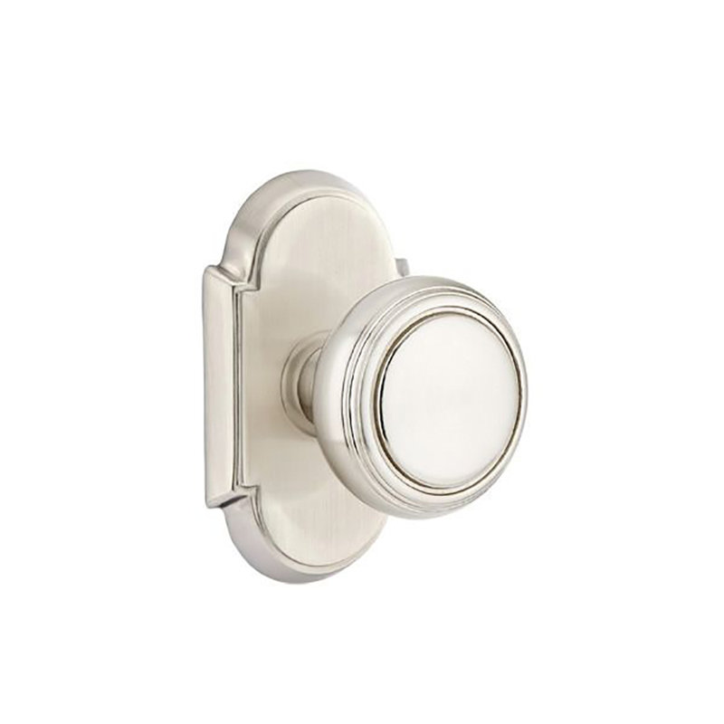 Ensemble de boutons Emtek avec rosette n ° 8 et bouton Norwich, Nickel satiné, Privacy