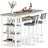 Bar Table Set For 2 With 4 Storage Shelves, 47" Industrial Breakfast Table And 2 Upholstered Counter Stools with Backrest & Footrest, Space Saving 3-Piece Dining Set of 2 for Kitchen, Living Room, Studio, Pub-954562008