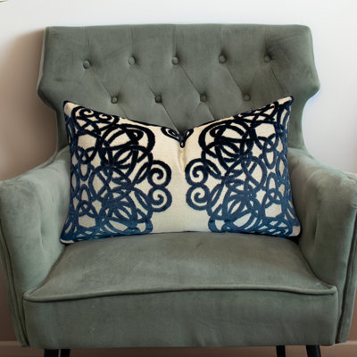 Thomas Collection® Navy Velvet Scroll Throw Pillow