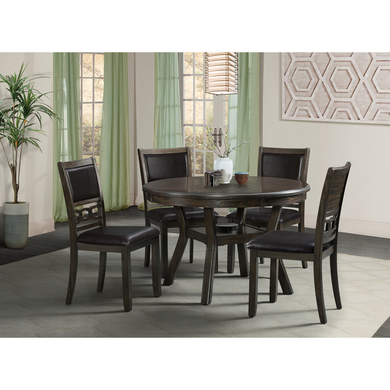  Taylor Standard Height 5PC Dining Set-Table And Four Faux Leather Side Chairs In Walnut