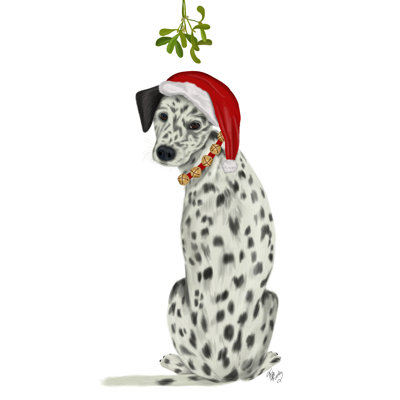 Christmas Des Dalmatian Mistletoe 1 Piece Wrapped Canvas Wall Art