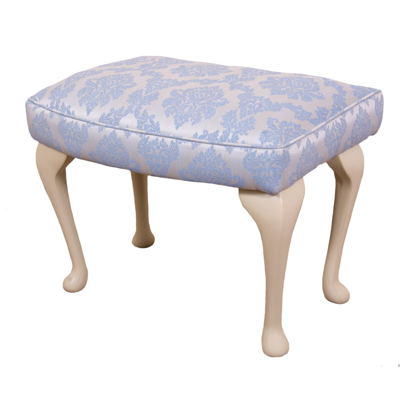 Loretta Solid Wood Accent Stool, Modena Apple Pattern, Cream