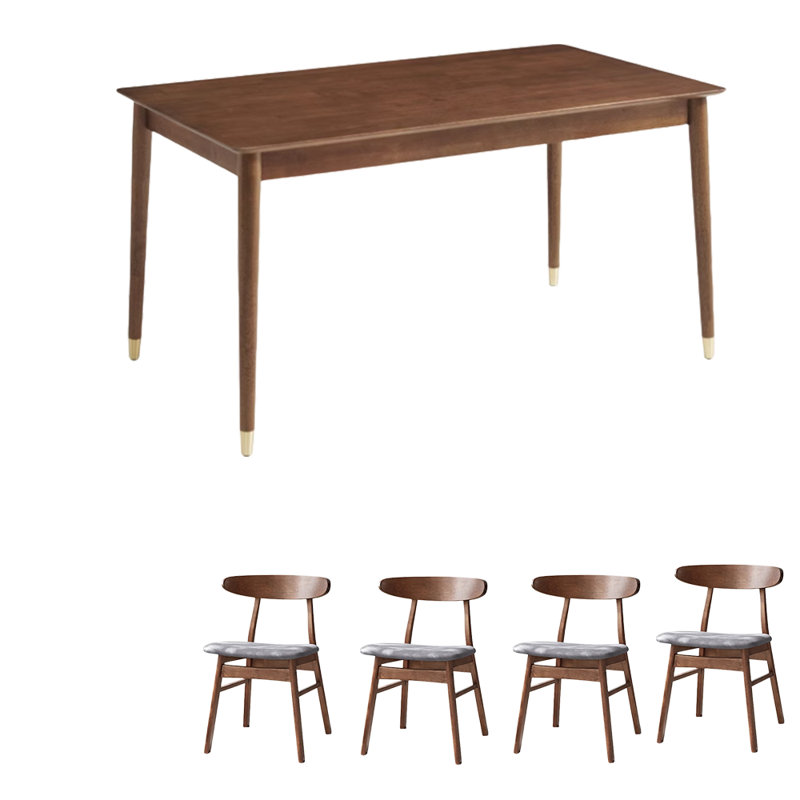 Ensemble de table de salle à manger rectangulaire en bois massif L 55,1 po x l 31,5 po, 5