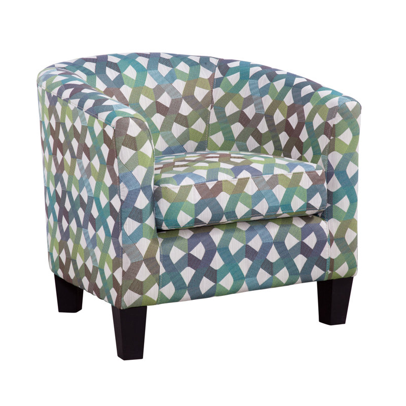 Ellen Enzo Upholstered Barrel Chair, Fairyland Green/Blue 100% Polyester