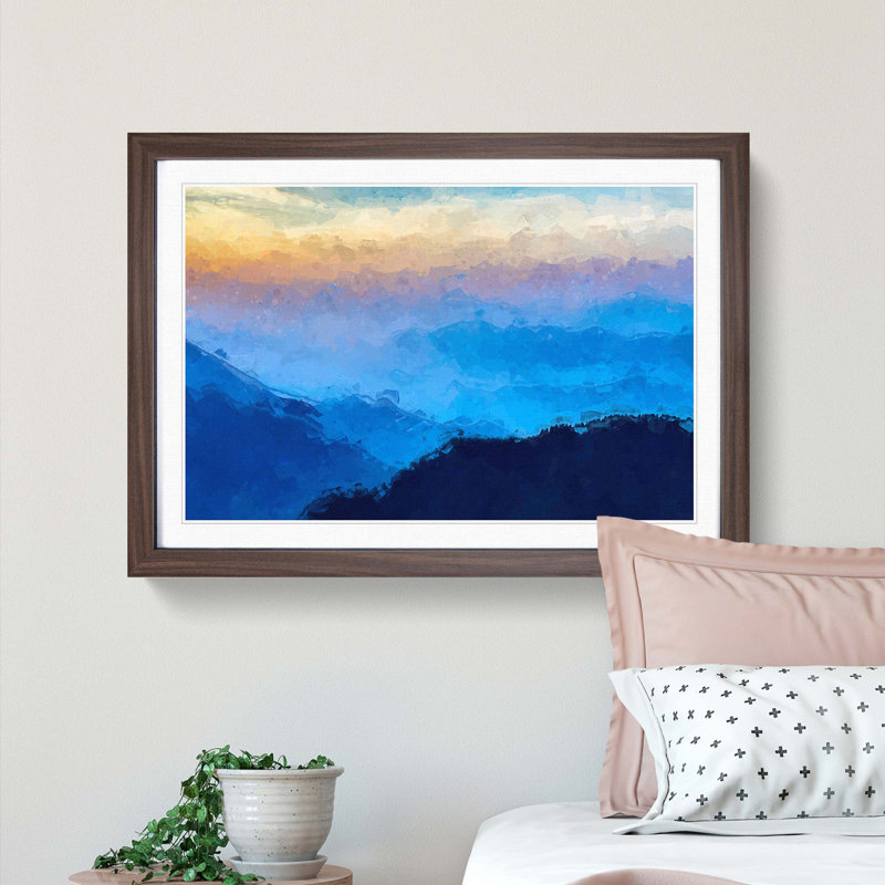 Mountains of Nepal in Abstract - Framed Print, 36cm H x 48cm W x 2cm D, Walnut Framed
