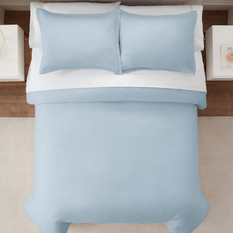 Light Blue Queen/Full Cotton Duvet and Sham Set