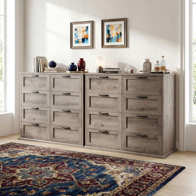 ON SALE  8 - Drawer Double Dresser (Set Of 2), Gray