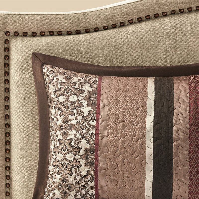 5 lits en rouge pour grand lit, couvre-lit décoratif avec 2 coussins décoratifs