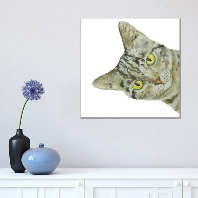 Peeking Tabby Cat by Alexey Dmitrievich Shmyrov - Wrapped Canvas Print