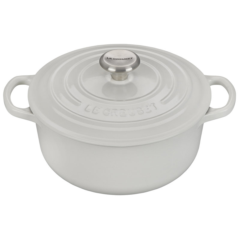 White Enameled Cast Iron Round Dutch Oven, 6.75 Qt.