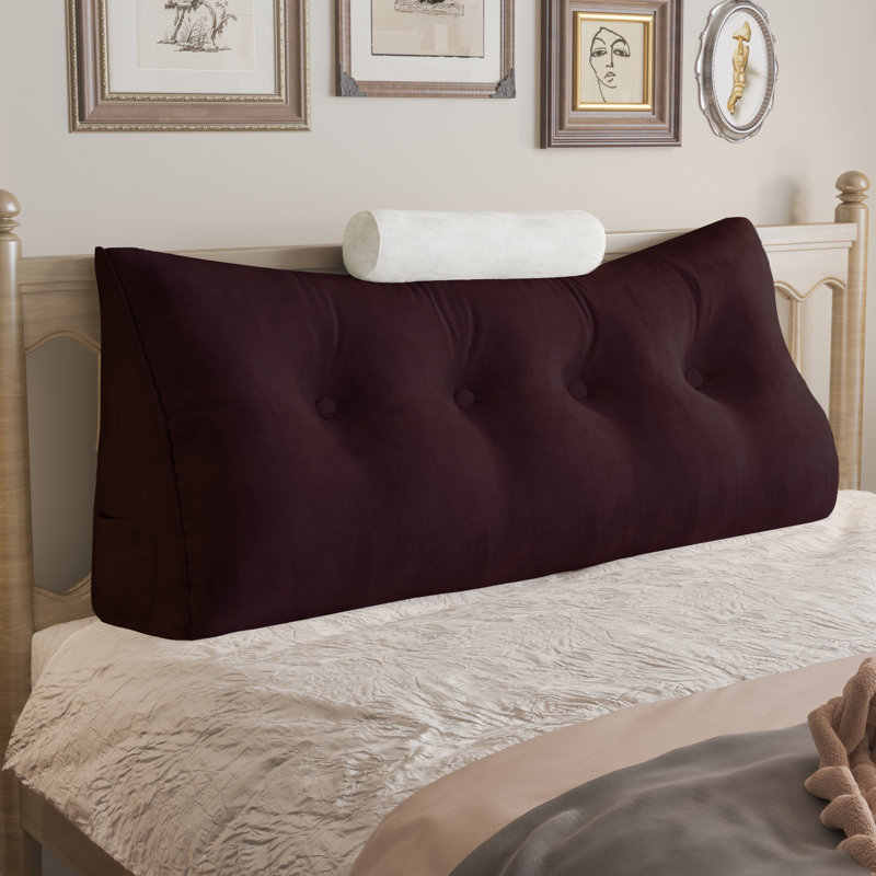 Coussin de lecture de tête de lit avec siège, H 20 po x l 54 po, Bleu ciel