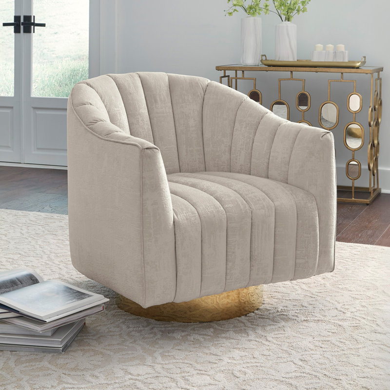 Fauteuil demi-tonneau pivotant en polyester de 29,5 po Neveah