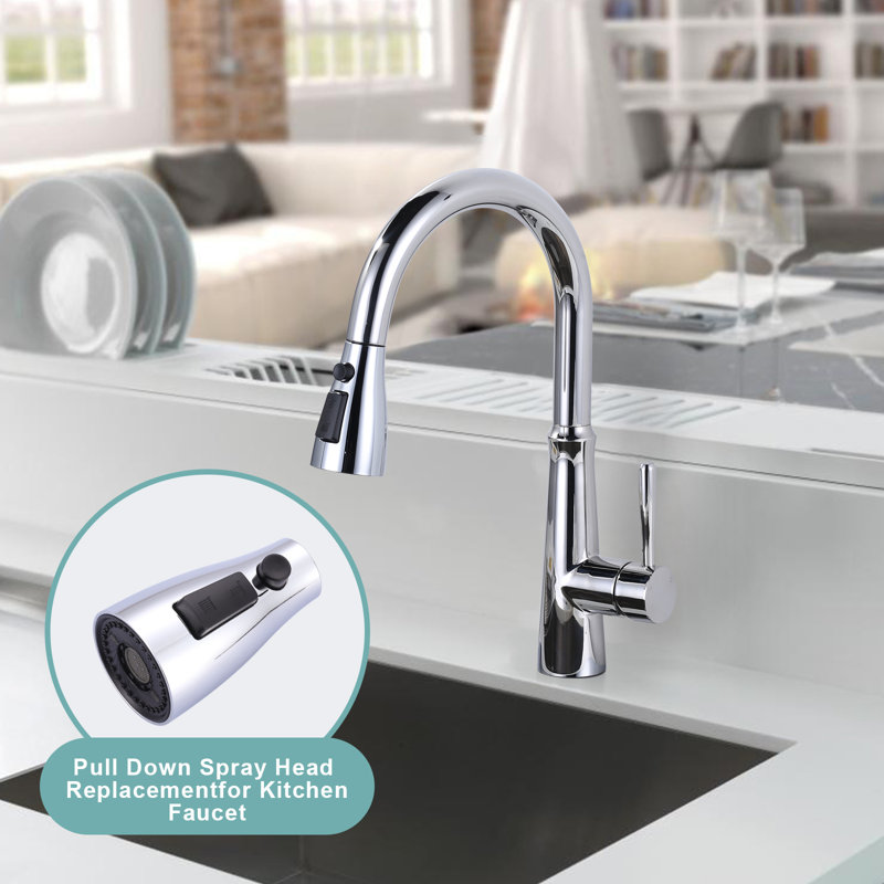 Chrome 3-Function Kitchen Faucet Spray Head with 9 Adapters