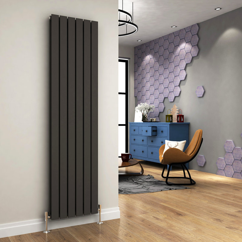 Liberty Vertical Oval Panel Radiator, Anthracite, 180cm H x 36cm W x 8.2cm D