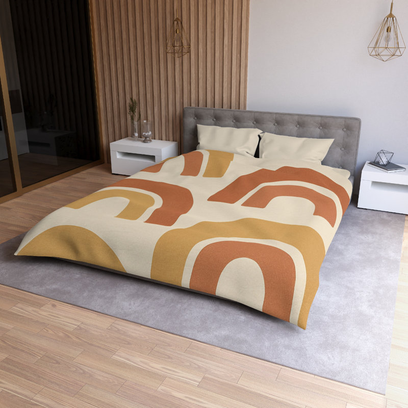 Microfiber Duvet Cover Boho Style, Design 52, Queen Duvet Cover, Cream