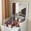 (48CM) Meuble-lavabo 3 en 1 avec miroir à plateau rabattable, petit ensemble de coiffeuse avec bureau en verre visible, meuble-lavabo compact avec 3 tiroirs, coiffeuse pour la chambre à coucher (PRime BIG DEAL DAYS)