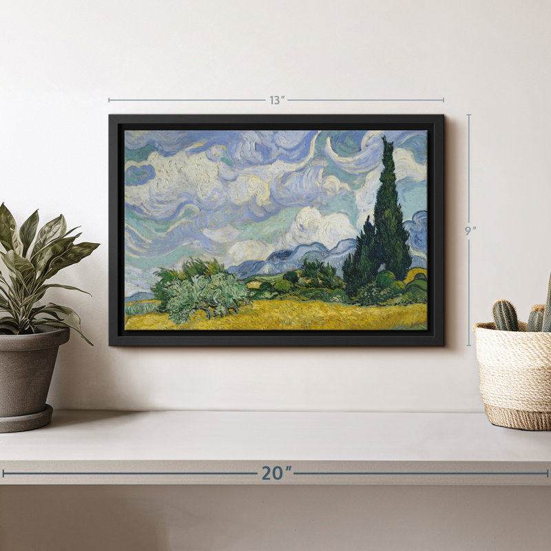 "Champ de blé avec cyprès, peinture d'art mural", H 9 po x l 13 po