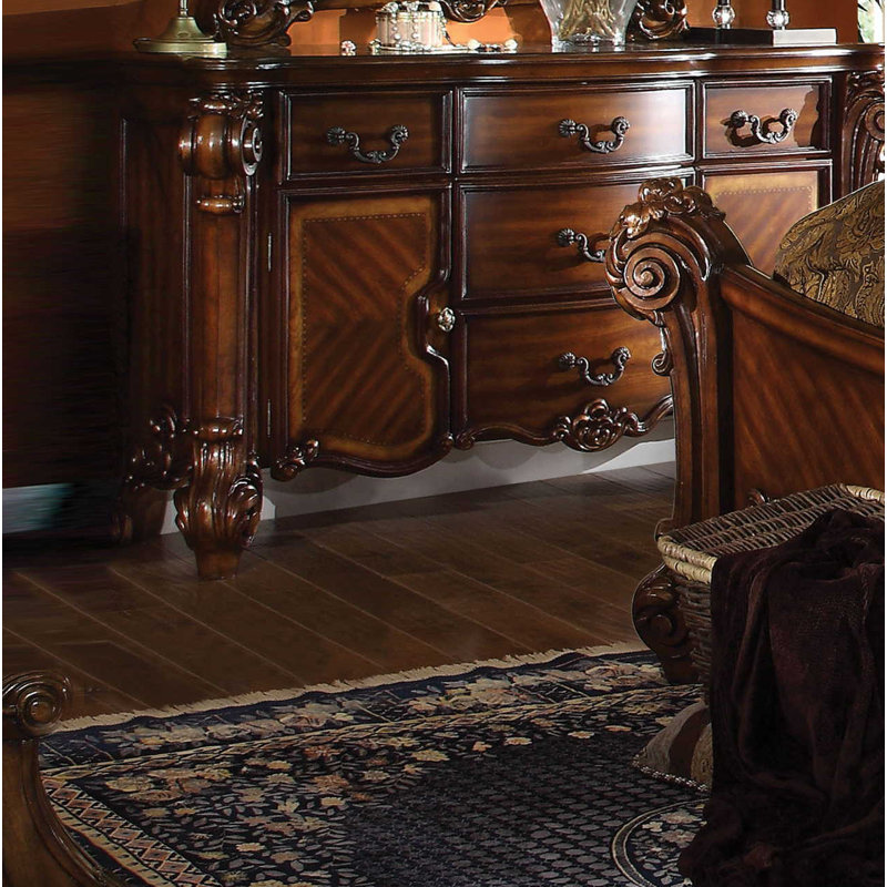 Commode combinée 5 tiroirs Carlene, Cerisier