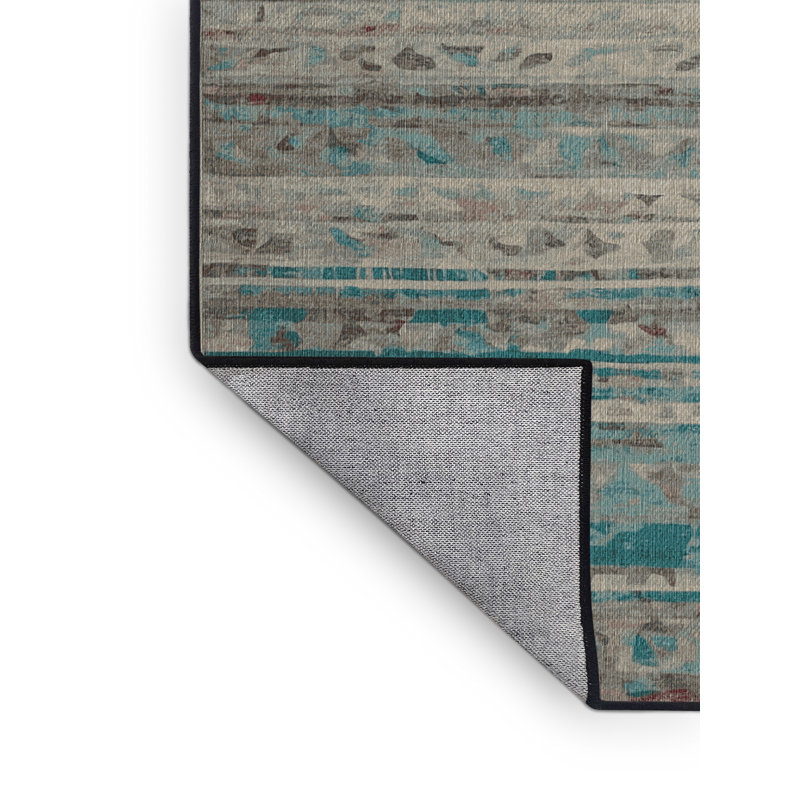Machine Washable Gray Area Rug, Rectangle 3' x 5'
