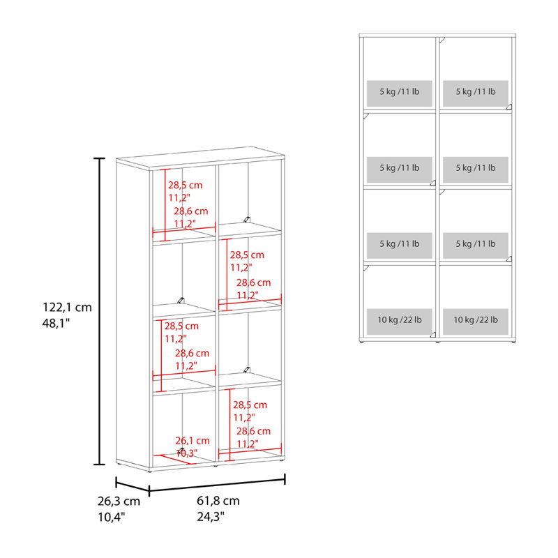 Organisateur de rangement 8 cubes Gridley Drive avec 4 bacs en tissu