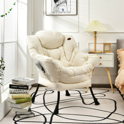 Chaise paresseuse moderne en polyester avec structure en acier et poche latérale