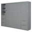 Grand lit escamotable mural avec garde-robe, tiroirs et tablettes - Grand lit escamotable pliable, gris-123641480