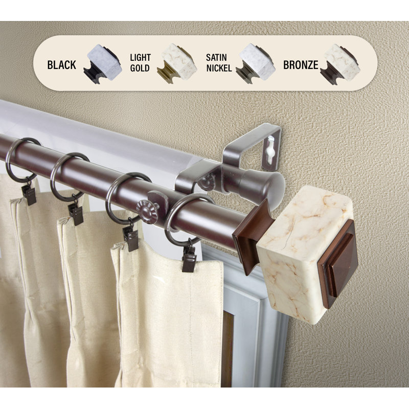 Tringle à rideaux simple Estelle, H 2,5 po x l 84 po x P 3,63 po, Bronze