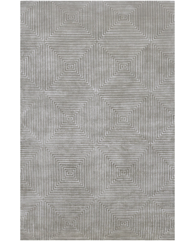 Gray Hand-Knotted Wool and Viscose 2' x 3' Rug