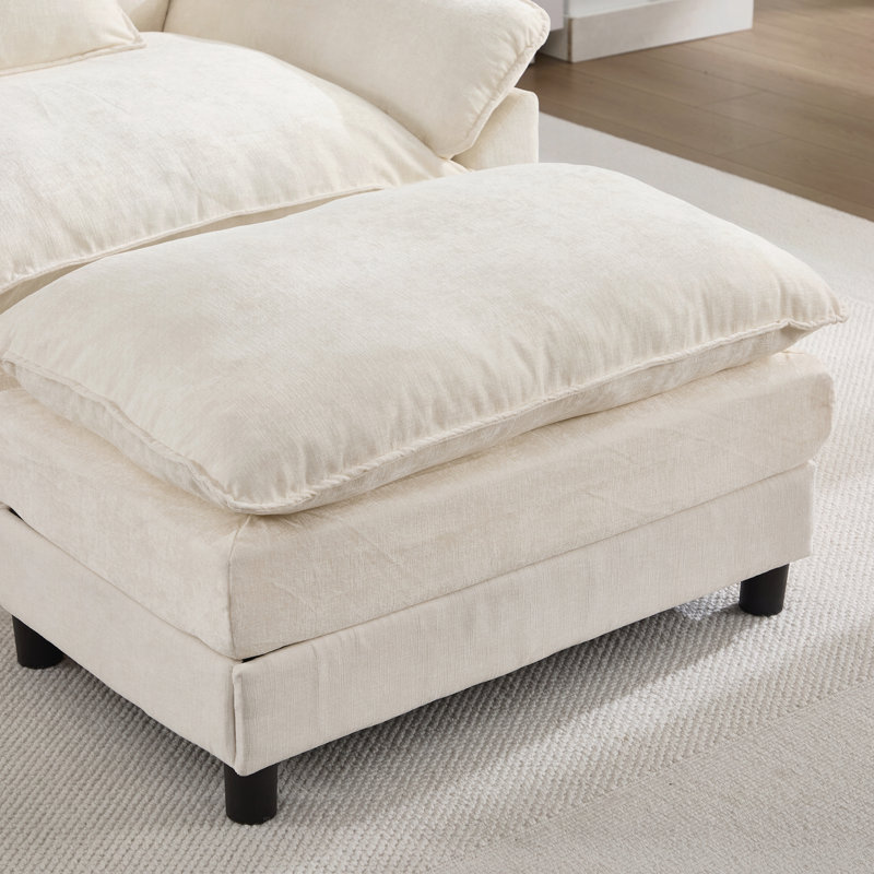 Sofa moderne d'une place de 113 cm, L 44,5 po, Chenille beige