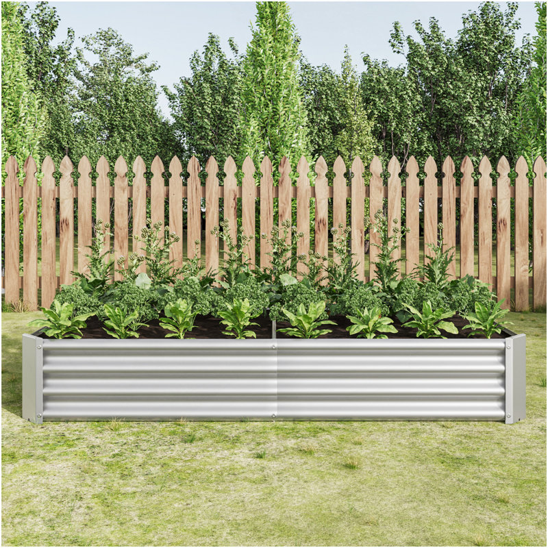 Raised Garden Bed Outdoor, 6×3×1Ft , Metal Raised  Rectangle Planter Beds For Plants, Vegetables, And Flowers - Silver