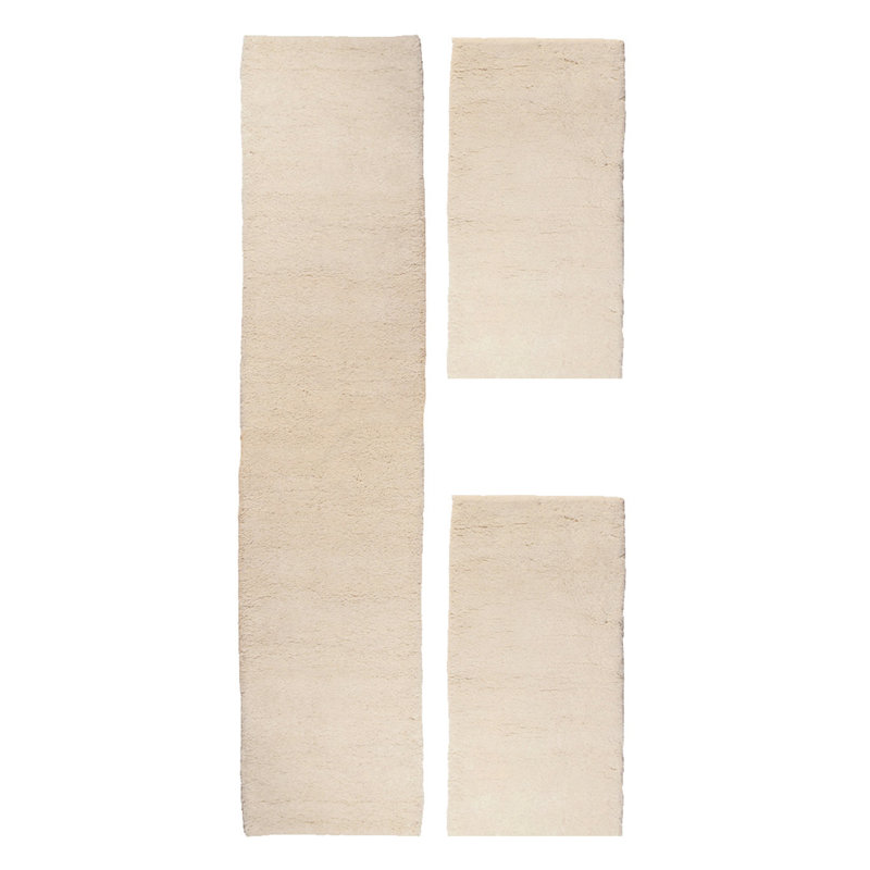 Handmade Berber Wool Rug In Cream, Runner 70 x 620cm