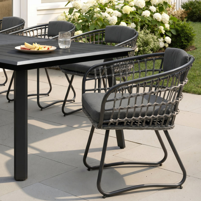 8 - Person Aluminum Dining Set With Removable Cushions And Umbrella Hole, Gray