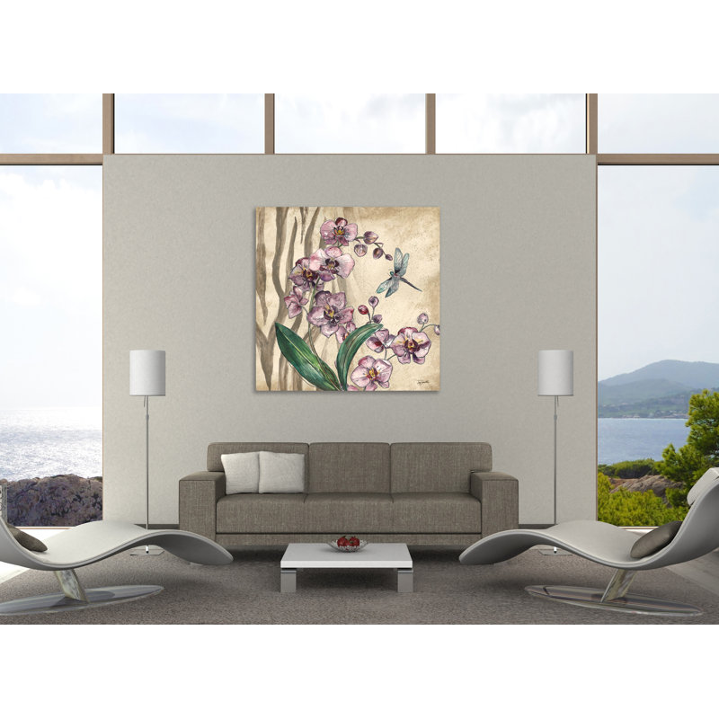 «Boho Orchid And Dragon Fly Zebra», toile tendue par August Grove®, H 18 po x l 18 po x P 1,5 po