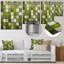 Botanicals Green Floral Tiles III - Art mural en métal abstrait-1833858844