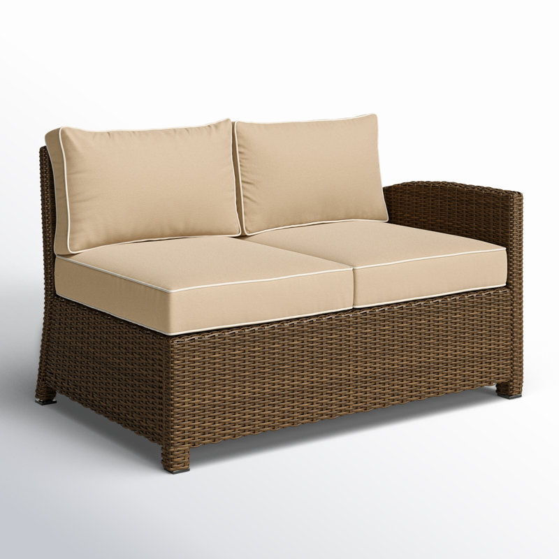 Regina 52.75" Wicker Outdoor Single-Arm Loveseat, Sand, Brown