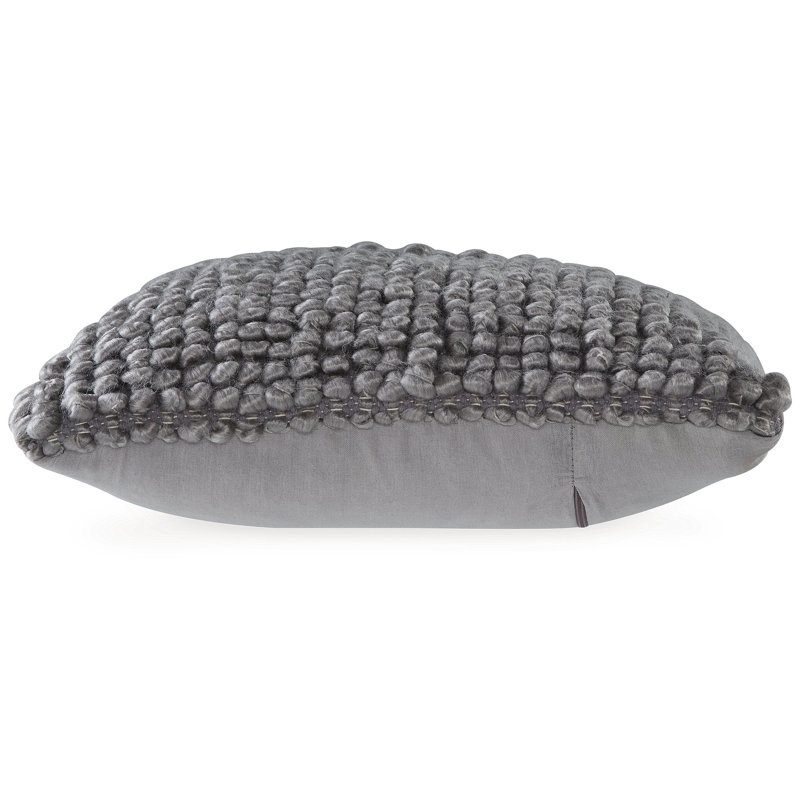 Gray Looped Wool Blend 19'' Square Throw Pillow