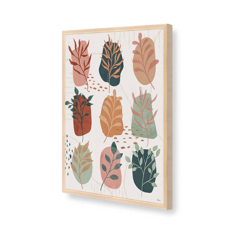 Whispering Leaves I Print dans un cadre, Cadre ouvert en érable brut, H 15 po x l 12 po