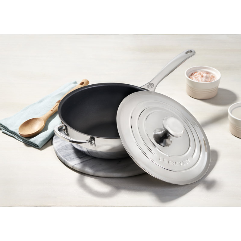 3.5 Quart Silver Stainless Steel Nonstick Saucier Pan