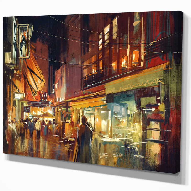 «People Walking in Night Market», reproduction sur toile tendue, H 20 po x l 20 po x P 1 po