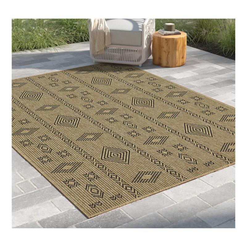 Earth GC_NTL1001 Jute/Black Indoor/Outdoor Area Rug, Rectangle 7'10" x 10'3"